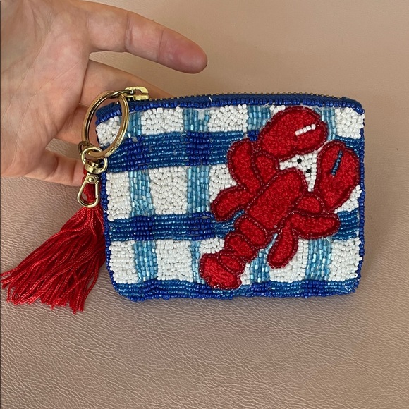Anthropologie Handbags - Anthropologie NWOT Beaded Lobster Coin Purse with Tassel